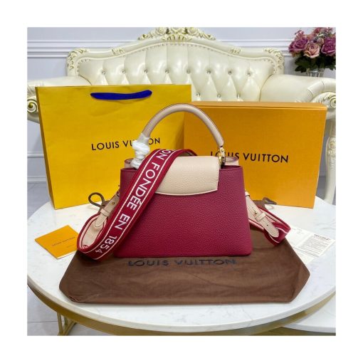 Louis Vuitton Capucines BB M59061 Eggshell/Lie de Vin Red - Image 4