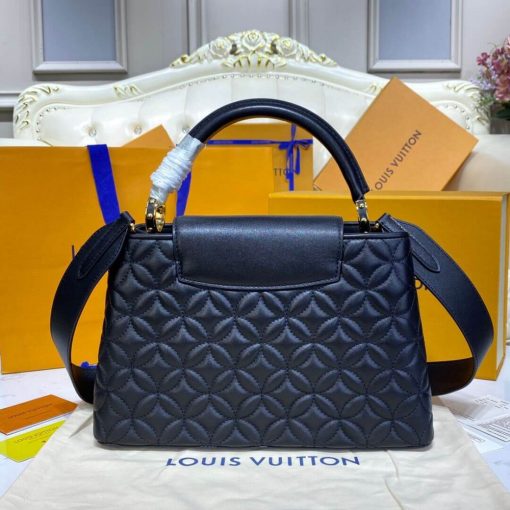 Louis Vuitton Capucines MM Bag In Quilting Lambskin M55366 Black - Image 5