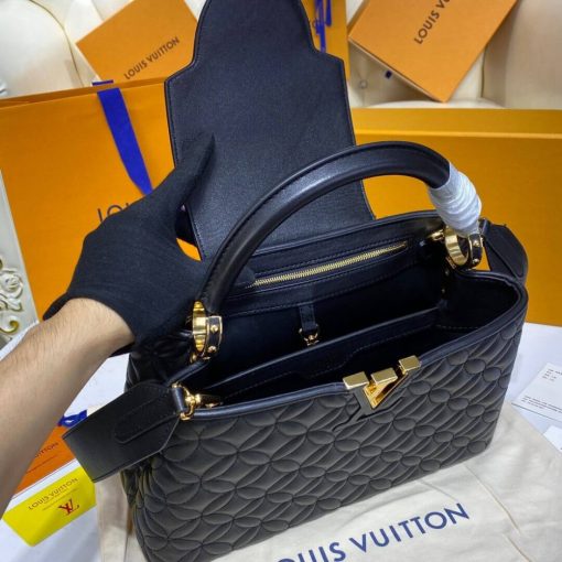 Louis Vuitton Capucines MM Bag In Quilting Lambskin M55366 Black - Image 10