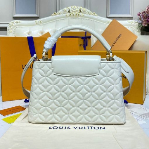Louis Vuitton Capucines MM Bag In Quilting Lambskin M55366 White - Image 3