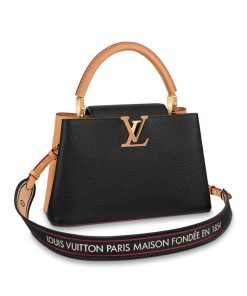 Louis Vuitton Capucines MM M58608 Black/Arizona Beige