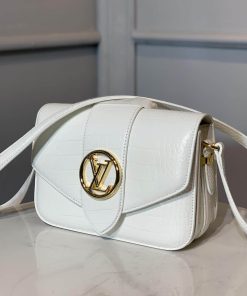 Louis Vuitton Crocodile Embossed LV Pont 9 M55950 Black