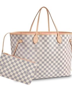 Louis Vuitton Damier Azur Canvas Neverfull GM N41604 Pink