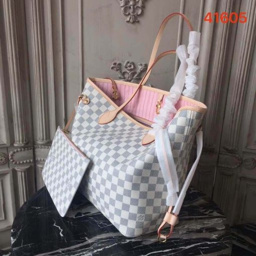 Louis Vuitton Damier Azur Canvas Neverfull MM N41605 Pink - Image 3