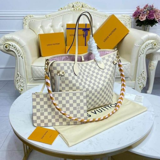 Louis Vuitton Damier Azur Neverfull MM N45295 Pink - Image 4