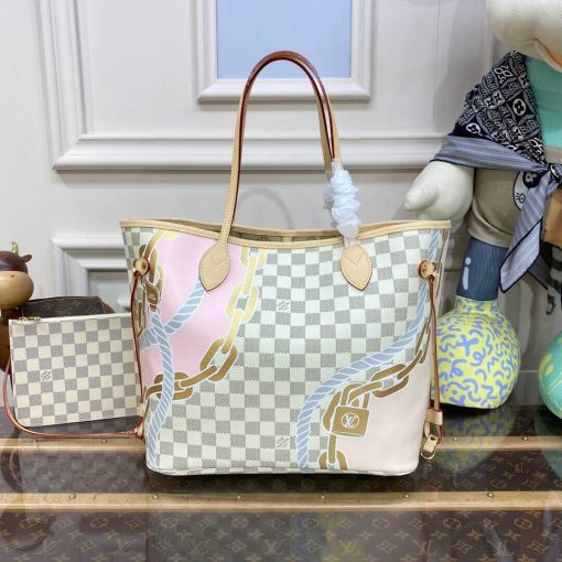 Louis Vuitton Damier Azur Neverfull MM with Nautical Print N40471 - Image 4