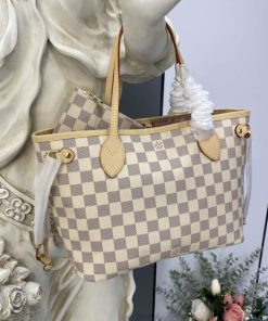 Louis Vuitton Damier Azur Neverfull PM N41362 Pink