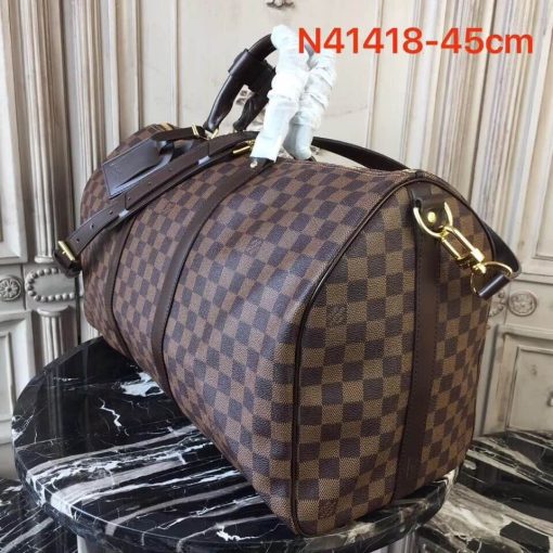 Louis Vuitton Damier Ebene Canvas Keepall Bandouliere 45 N41428 - Image 4