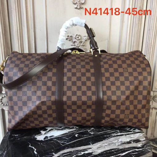 Louis Vuitton Damier Ebene Canvas Keepall Bandouliere 45 N41428 - Image 6