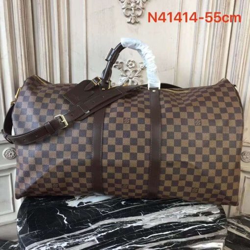 Louis Vuitton Damier Ebene Canvas Keepall Bandouliere 55  N41414 - Image 2