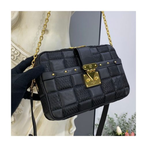 Louis Vuitton Damier Quilt Lambskin Troca MM M59111 M59114 Black - Image 3