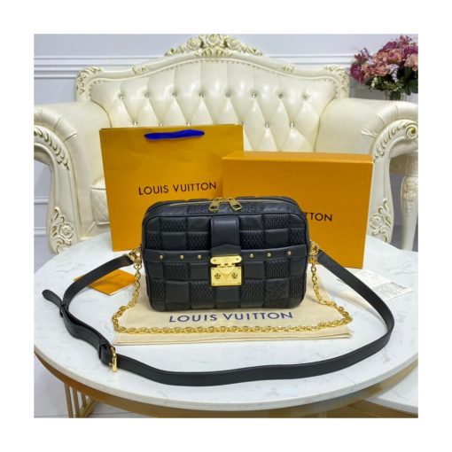 Louis Vuitton Damier Quilt Lambskin Troca MM M59111 M59114 Black - Image 4