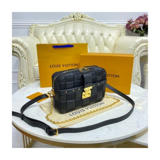 Louis Vuitton Damier Quilt Lambskin Troca MM M59111 M59114 Black - Image 5