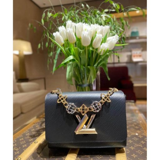 Louis Vuitton Epi Leather Twist MM with Monogram Flowers Chain White - Image 2