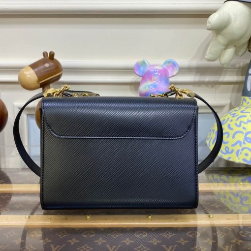 Louis Vuitton Epi Leather Twist MM with Monogram Flowers Chain Black - Image 4