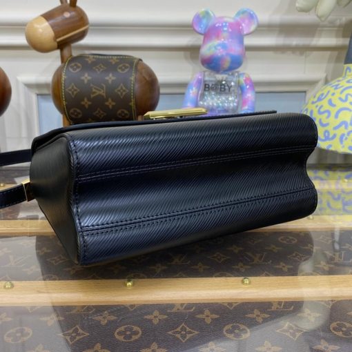 Louis Vuitton Epi Leather Twist MM with Monogram Flowers Chain Black - Image 6