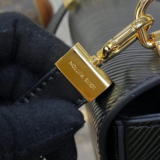 Louis Vuitton Epi Leather Twist MM with Monogram Flowers Chain Black - Image 8