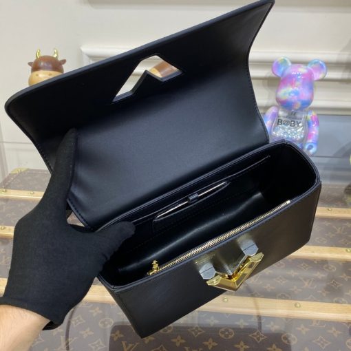 Louis Vuitton Epi Leather Twist MM with Monogram Flowers Chain Black - Image 11
