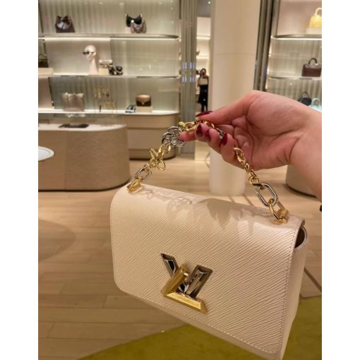 Louis Vuitton Epi Leather Twist MM with Monogram Flowers Chain White - Image 5