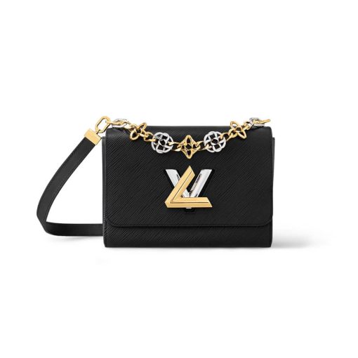 Louis Vuitton Epi Leather Twist MM with Monogram Flowers Chain White