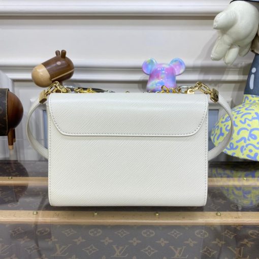 Louis Vuitton Epi Leather Twist MM with Monogram Flowers Chain White - Image 7