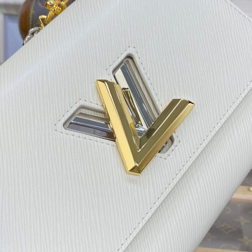 Louis Vuitton Epi Leather Twist MM with Monogram Flowers Chain White - Image 10