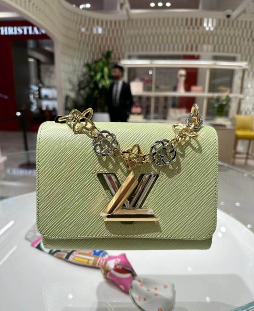 Louis Vuitton Epi Leather Twist PM with Monogram Flowers Chain Green - Image 2