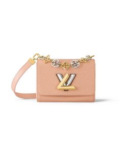 Louis Vuitton Epi Leather Twist PM with Monogram Flowers Chain Pink