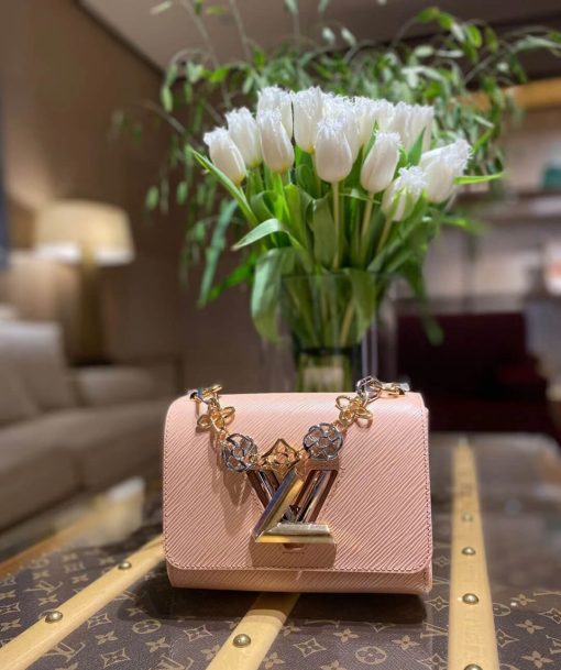 Louis Vuitton Epi Leather Twist PM with Monogram Flowers Chain Green - Image 17