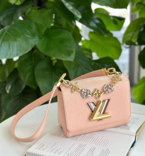 Louis Vuitton Epi Leather Twist PM with Monogram Flowers Chain Green - Image 18
