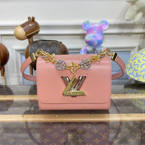Louis Vuitton Epi Leather Twist PM with Monogram Flowers Chain Green - Image 20
