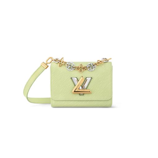 Louis Vuitton Epi Leather Twist PM with Monogram Flowers Chain Green