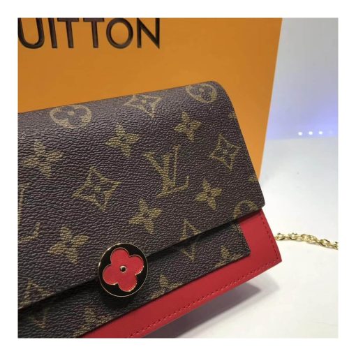 Louis Vuitton Monogram Canvas Flore Chain Wallet M67404 M67405 Red - Image 2