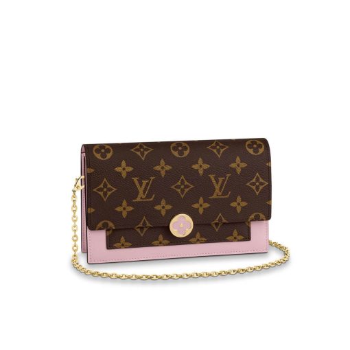 Louis Vuitton Monogram Canvas Flore Chain Wallet M67404 M67405 Light Pink