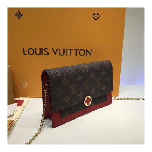 Louis Vuitton Monogram Canvas Flore Chain Wallet M67404 M67405 Red - Image 3