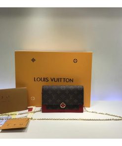 Louis Vuitton Monogram Canvas Flore Chain Wallet M67404 M67405 Red