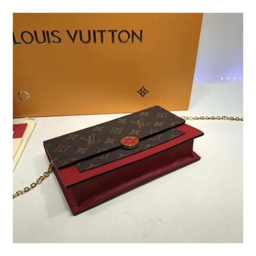 Louis Vuitton Monogram Canvas Flore Chain Wallet M67404 M67405 Red - Image 4