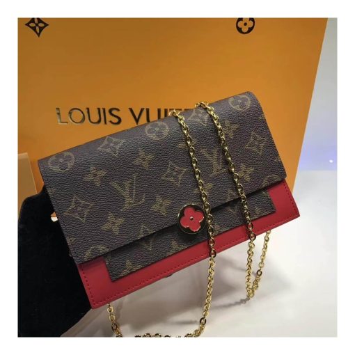 Louis Vuitton Monogram Canvas Flore Chain Wallet M67404 M67405 Red - Image 6
