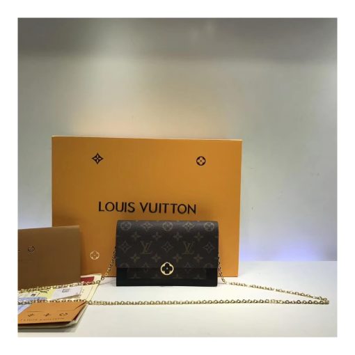 Louis Vuitton Monogram Canvas Flore Chain Wallet M67404 M67405 Black