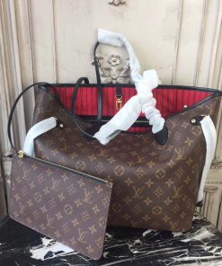 Louis Vuitton Monogram Canvas Neverfull MM M41177 Black/Red