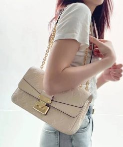 Louis Vuitton Monogram Empreinte Leather Marceau Bag M46201 Cream