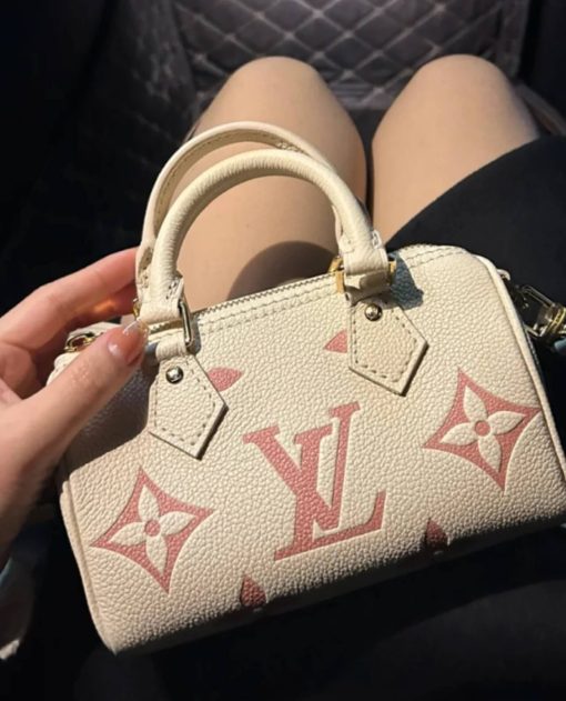 Louis Vuitton Monogram Empreinte Leather Nano Speedy M81913 Creme/Pink - Image 3