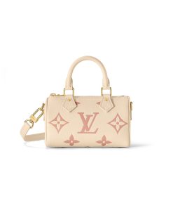 Louis Vuitton Monogram Empreinte Leather Nano Speedy M81913 Creme/Pink