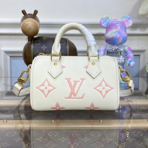 Louis Vuitton Monogram Empreinte Leather Nano Speedy M81913 Creme/Pink - Image 4