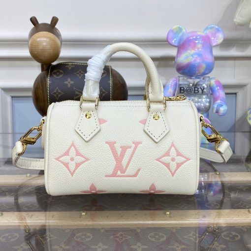 Louis Vuitton Monogram Empreinte Leather Nano Speedy M81913 Creme/Pink - Image 5