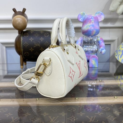 Louis Vuitton Monogram Empreinte Leather Nano Speedy M81913 Creme/Pink - Image 6