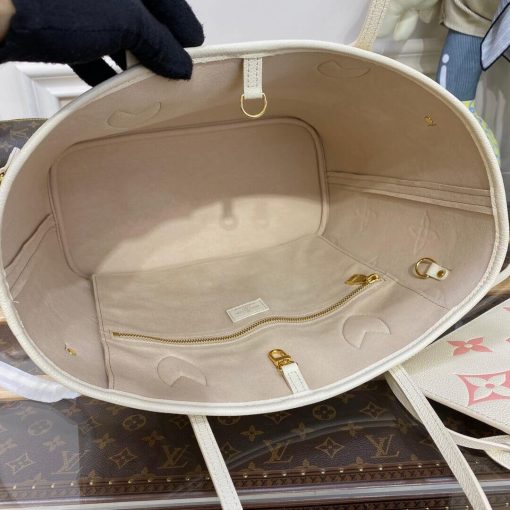 Louis Vuitton Monogram Empreinte Leather Neverfull MM M21579 Creme/Pink - Image 12