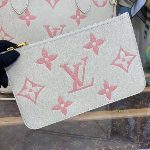 Louis Vuitton Monogram Empreinte Leather Neverfull MM M21579 Creme/Pink - Image 10