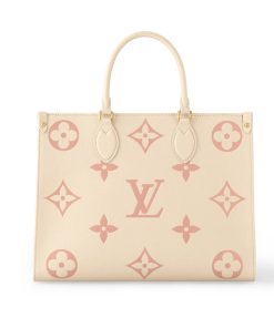 Louis Vuitton Monogram Empreinte Leather OnTheGo MM M21575 Creme/Pink