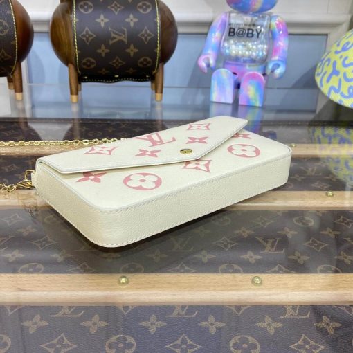 Louis Vuitton Monogram Empreinte Leather Pochette Felicie M82047 Creme/Pink - Image 12